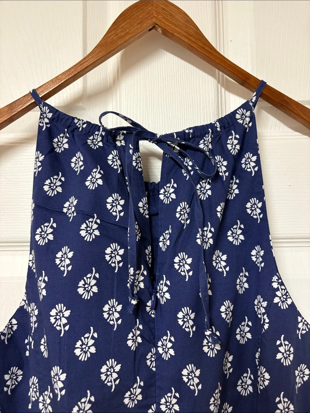 NWT J. Crew Blue & White Floral Summer Poplin Halter Dress - Size 6